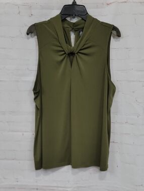 Massini Olive Knot-Front Sleeveless Tank Top